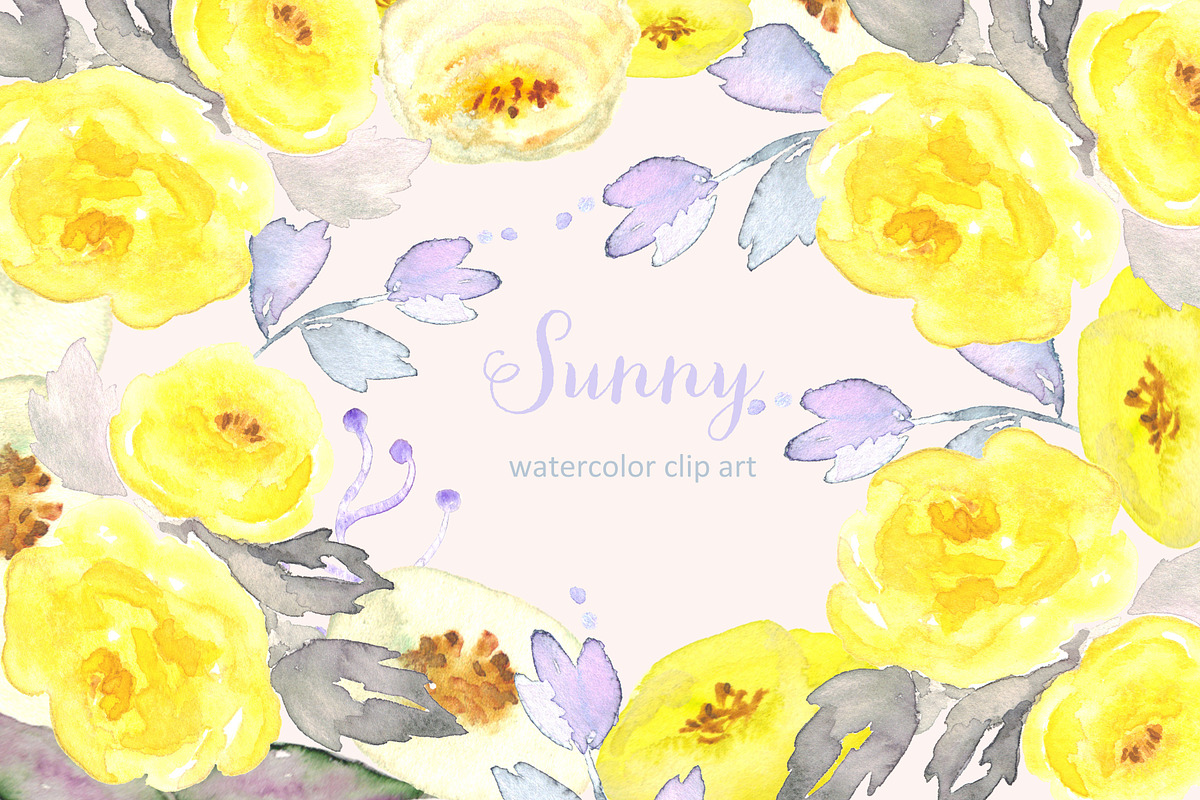 Sunny Watercolor Clip Art in Illustrations - product preview 8
