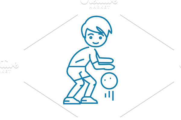 Basketball game linear icon concept. Basketball game line vector sign, symbol, illustration.