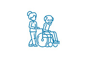 Care for the elderly linear icon concept. Care for the elderly line vector sign, symbol, illustration.