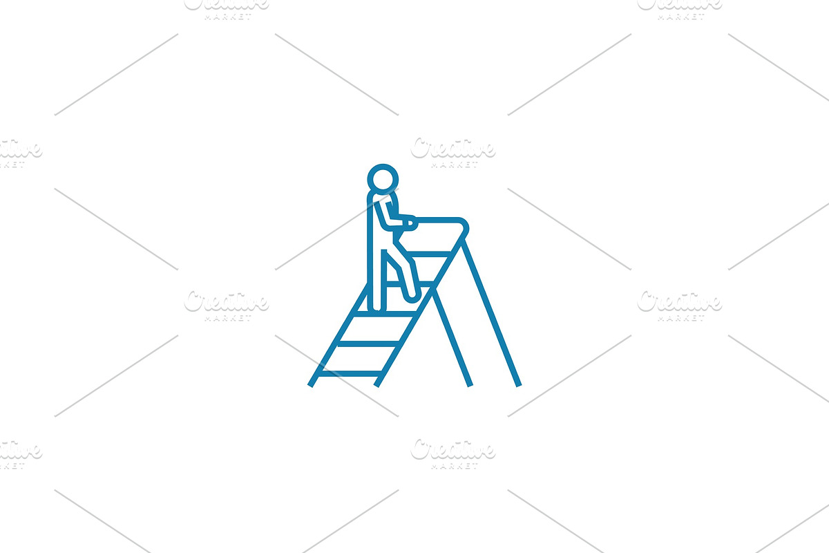 Climbing the corporate ladder linear icon concept. Climbing the corporate ladder line vector sign, symbol, illustration. in Illustrations - product preview 8