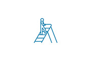 Climbing the corporate ladder linear icon concept. Climbing the corporate ladder line vector sign, symbol, illustration.