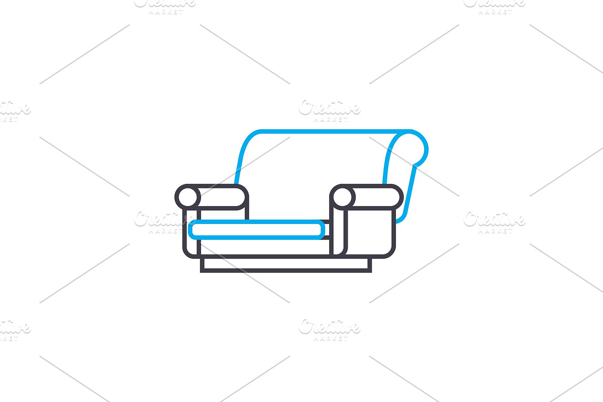 Cloth sofa linear icon concept. Cloth sofa line vector sign, symbol, illustration. in Illustrations - product preview 8