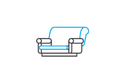 Cloth sofa linear icon concept. Cloth sofa line vector sign, symbol, illustration.