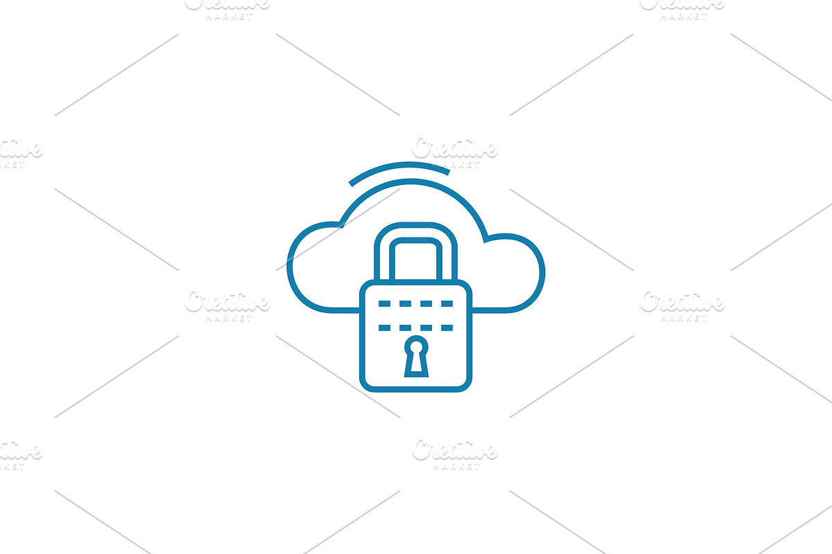 Cloud security linear icon concept. Cloud security line vector sign, symbol, illustration. in Illustrations - product preview 8