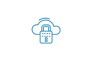 Cloud security linear icon concept. Cloud security line vector sign, symbol, illustration.