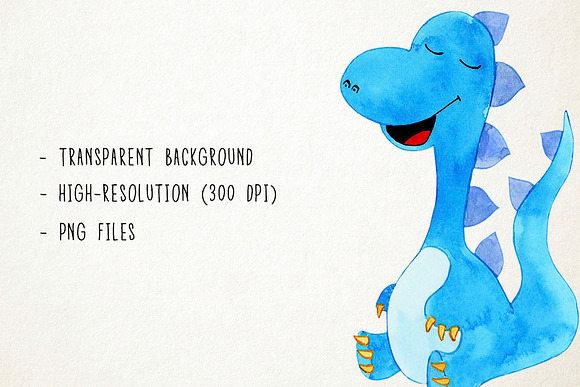 Watercolor Dinosaurs Clipart in Illustrations - product preview 2
