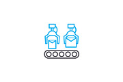 Conveyer production linear icon concept. Conveyer production line vector sign, symbol, illustration.