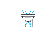 Cooking on fire linear icon concept. Cooking on fire line vector sign, symbol, illustration.
