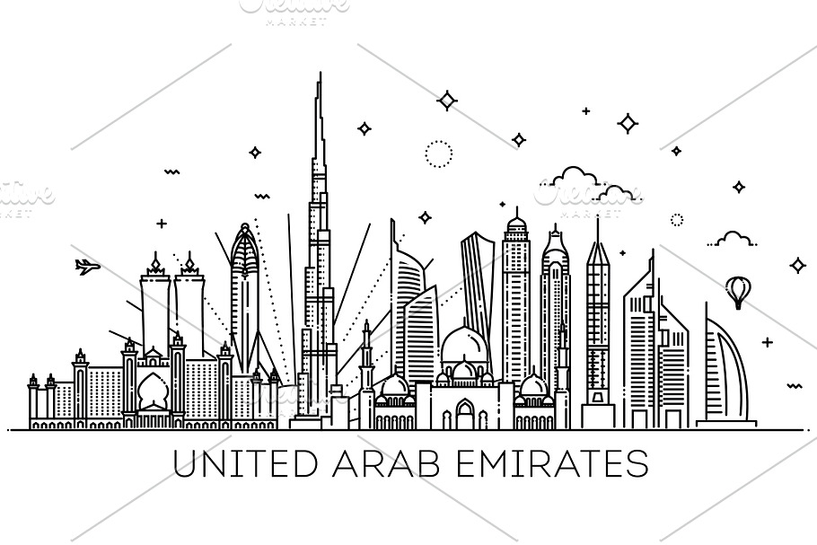 Linear banner of United Arab Emirate
