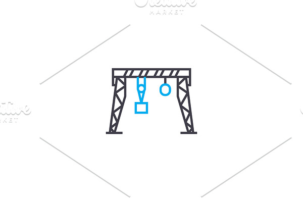 Gantry crane linear icon concept. Gantry crane line vector sign, symbol, illustration.