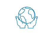 Global control linear icon concept. Global control line vector sign, symbol, illustration.