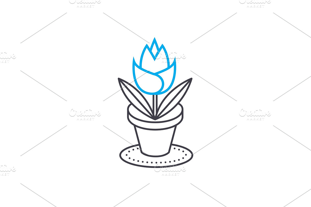 Growing of house flowers linear icon concept. Growing of house flowers line vector sign, symbol, illustration. in Illustrations - product preview 8