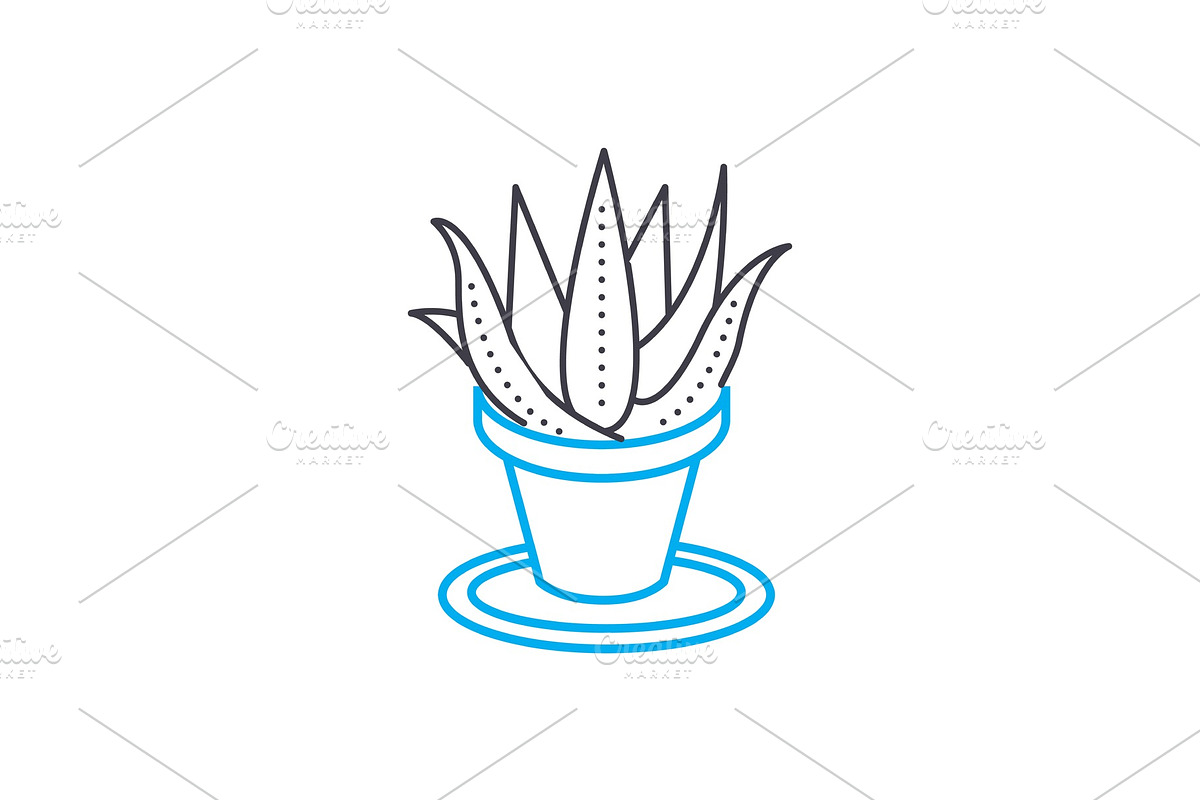 Growing of houseplants linear icon concept. Growing of houseplants line vector sign, symbol, illustration. in Illustrations - product preview 8