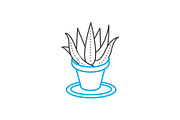Growing of houseplants linear icon concept. Growing of houseplants line vector sign, symbol, illustration.