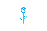 Growing roses linear icon concept. Growing roses line vector sign, symbol, illustration.