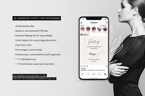 ANIMATED Instagram Posts – Pure in Instagram Templates - product preview 1