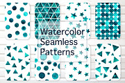 Watercolor Vector Seamless Patterns
