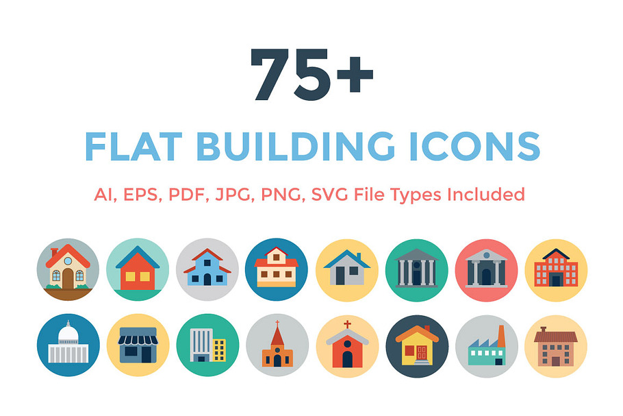 75+ Flat Building Icons