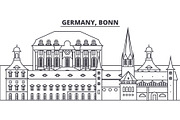 Germany, Bonn line skyline vector illustration. Germany, Bonn linear cityscape with famous landmarks, city sights, vector landscape. 