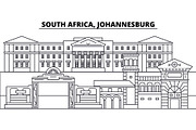 South Africa, Johannesburg line skyline vector illustration. South Africa, Johannesburg linear cityscape with famous landmarks, city sights, vector landscape. 