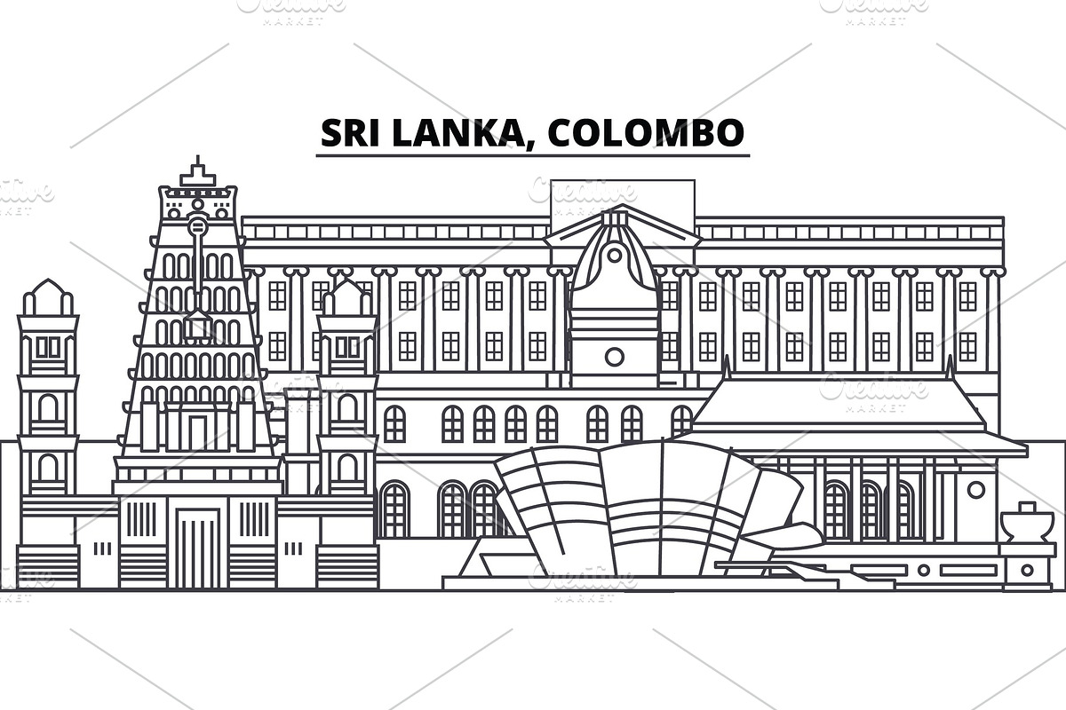Sri Lanka, Colombo line skyline vector illustration. Sri Lanka, Colombo linear cityscape with famous landmarks, city sights, vector landscape.  in Illustrations - product preview 8