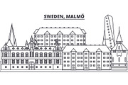 Sweden, Gothenburg line skyline vector illustration. Sweden, Gothenburg linear cityscape with famous landmarks, city sights, vector design landscape.