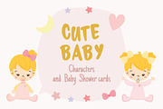 Cute baby character, baby shower