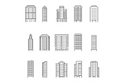 Mono line vector illustrations of modern buildings