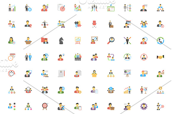 200 Human Resource Flat Icons in Graphics - product preview 1