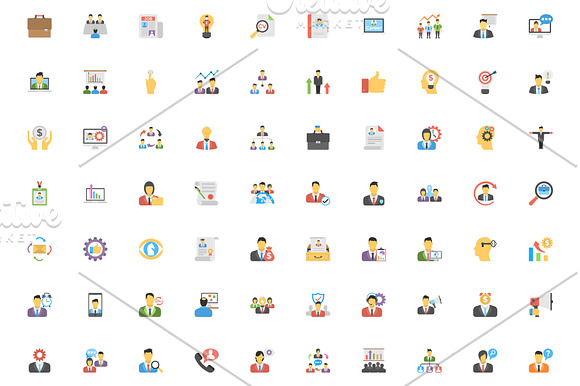 200 Human Resource Flat Icons in Graphics - product preview 2