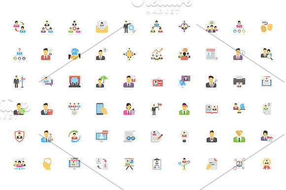 200 Human Resource Flat Icons in Graphics - product preview 3