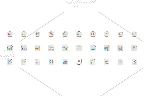 100 Reports and Diagrams Flat Icons in Graphics - product preview 2