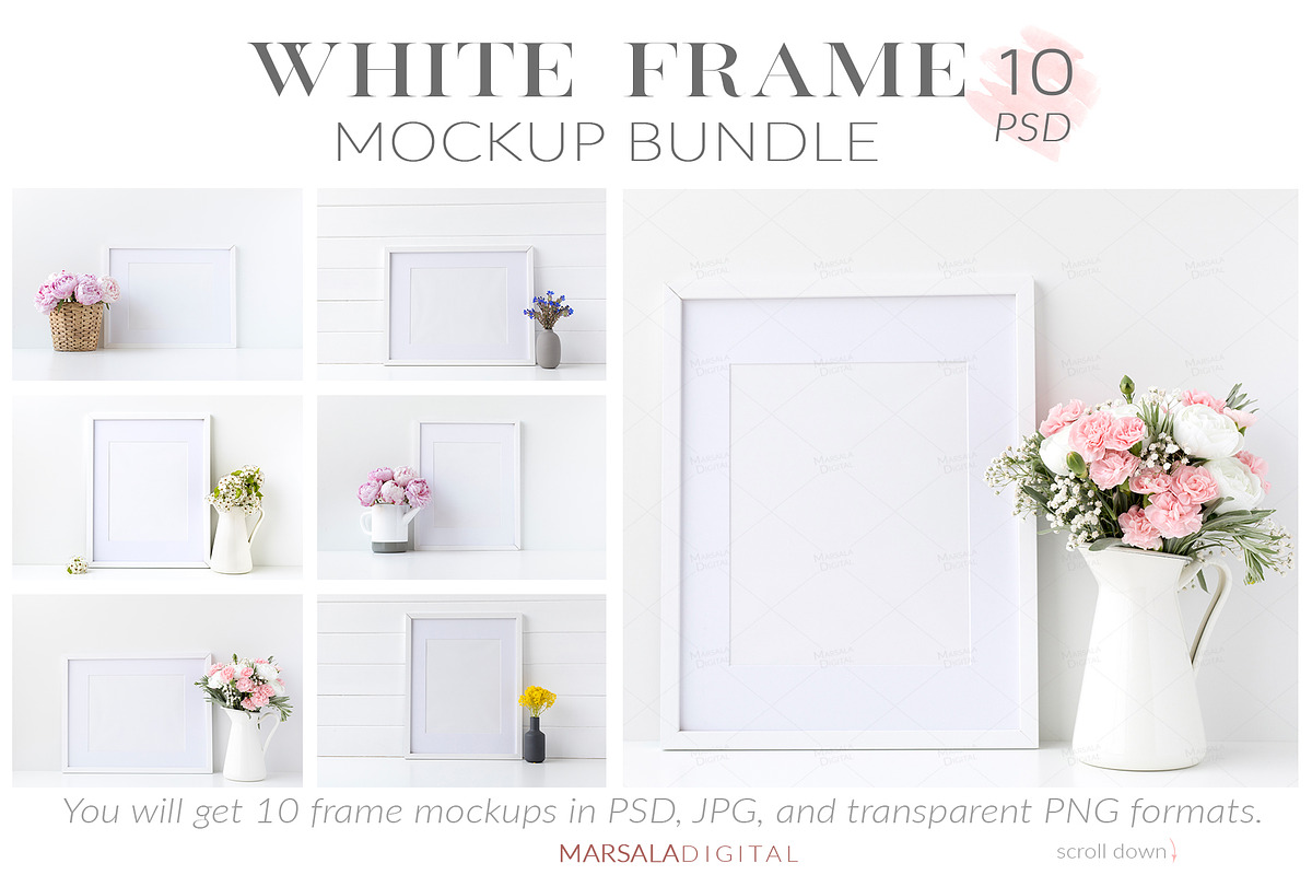 White Frame Mockup Bundle Set of 10  in Print Mockups - product preview 8