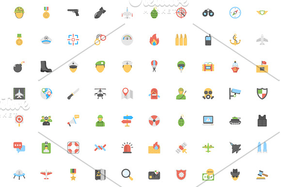 100 Military and Weapons Flat Icons  in Icons - product preview 1
