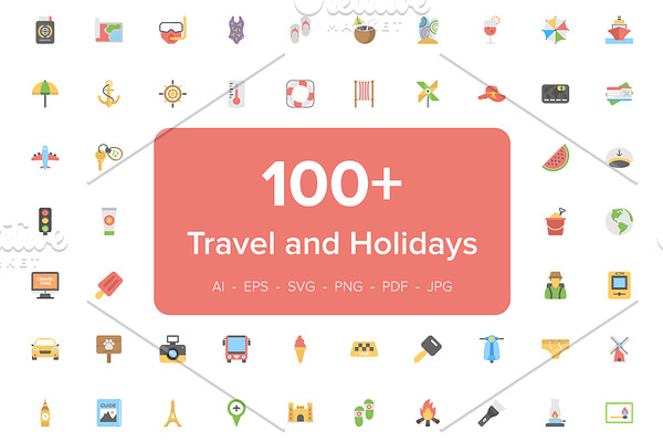 110 Travel And Holidays Flat Icons