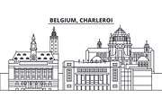 Belgium, Charleroi line skyline vector illustration. Belgium, Charleroi linear cityscape with famous landmarks, city sights, vector landscape. 