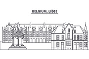 Belgium, Liege line skyline vector illustration. Belgium, Liege linear cityscape with famous landmarks, city sights, vector landscape. 