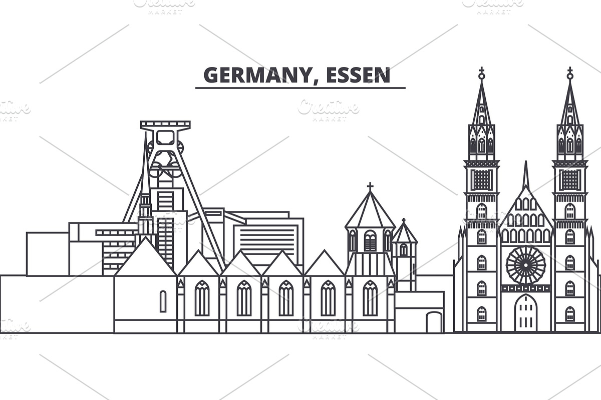 Germany, Lessen line skyline vector illustration. Germany, Lessen linear cityscape with famous landmarks, city sights, vector landscape.  in Illustrations - product preview 8
