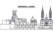 Germany, Lessen line skyline vector illustration. Germany, Lessen linear cityscape with famous landmarks, city sights, vector landscape. 