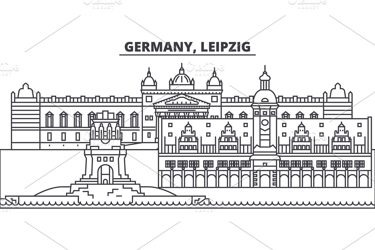 Germany, Leipzig line skyline vector illustration. Germany, Leipzig linear cityscape with famous landmarks, city sights, vector landscape.  in Illustrations - product preview 8