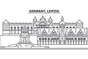 Germany, Leipzig line skyline vector illustration. Germany, Leipzig linear cityscape with famous landmarks, city sights, vector landscape. 