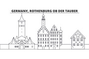 Germany, Rothenburg Ob Der Tauber line skyline vector illustration. Germany, Rothenburg Ob Der Tauber linear cityscape with famous landmarks, city sights, vector landscape. 