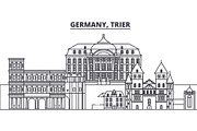 Germany, Trier line skyline vector illustration. Germany, Trier linear cityscape with famous landmarks, city sights, vector landscape. 
