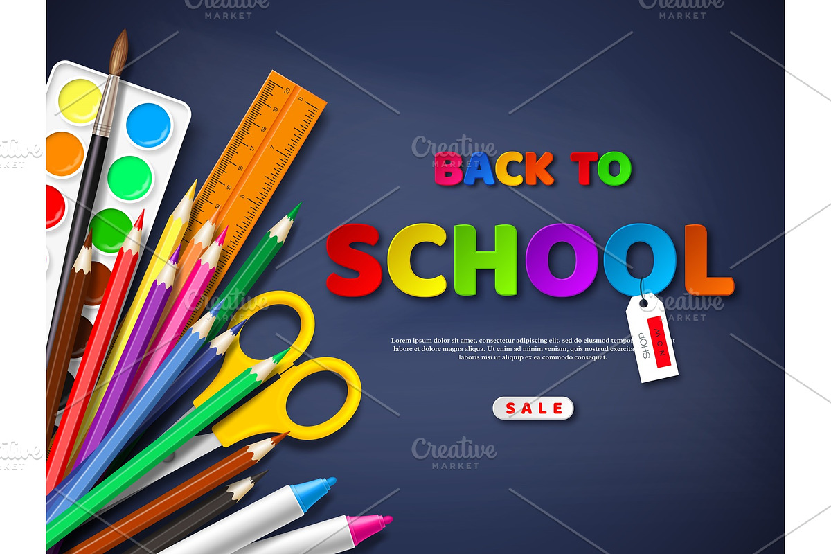 Back to school sale poster in Illustrations - product preview 8
