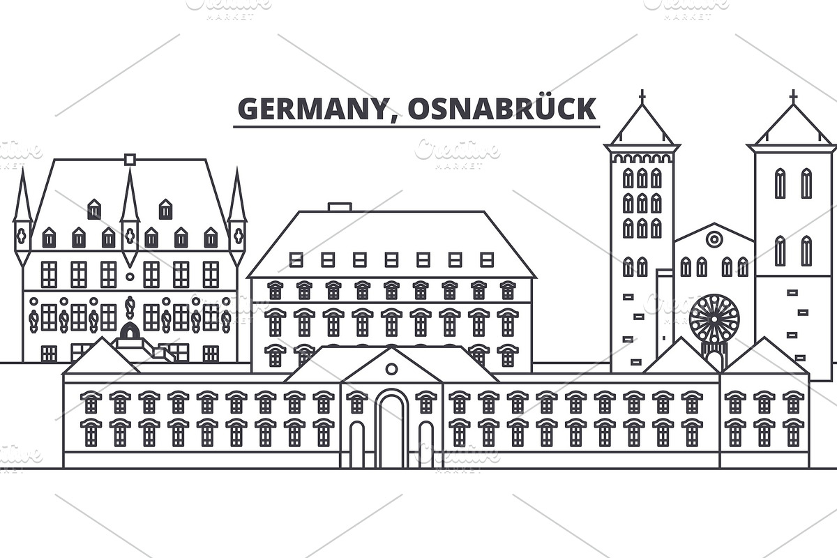 Germany, Osnabruck line skyline vector illustration. Germany, Osnabruck linear cityscape with famous landmarks, city sights, vector landscape.  in Illustrations - product preview 8