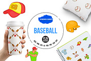 Baseball icons set, cartoon style