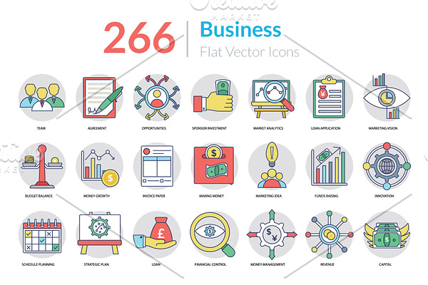266 Flat Business Icons