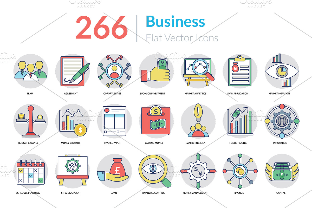 266 Flat Business Icons in Icons - product preview 8