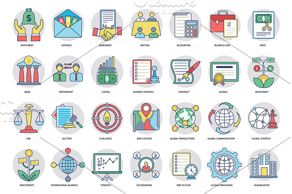 266 Flat Business Icons in Icons - product preview 2