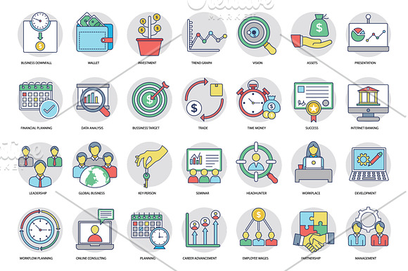 266 Flat Business Icons in Icons - product preview 4